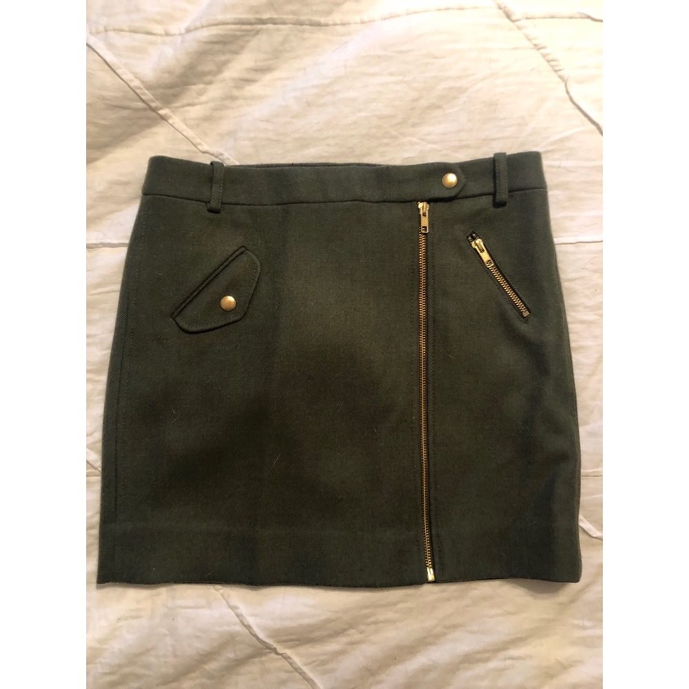 Jcrew Asymmetrical Olive Green Skirt